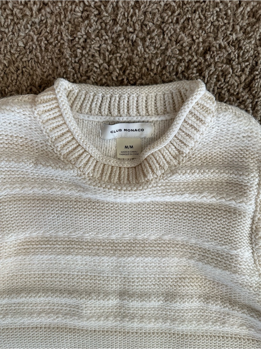 Club Monaco Cream Knit Fringe Sleeveless Sweater - Picture 3 of 4